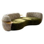 Kabil Curved sofa with Pvd stainless steel handle