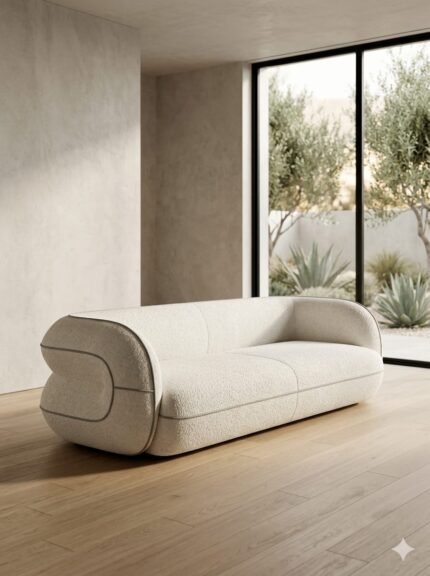 Kabil Curved 3 Seater Cloud Sofa Upholstered 3 Seater Sofa Three Seater Sofa for Living Room Hotels